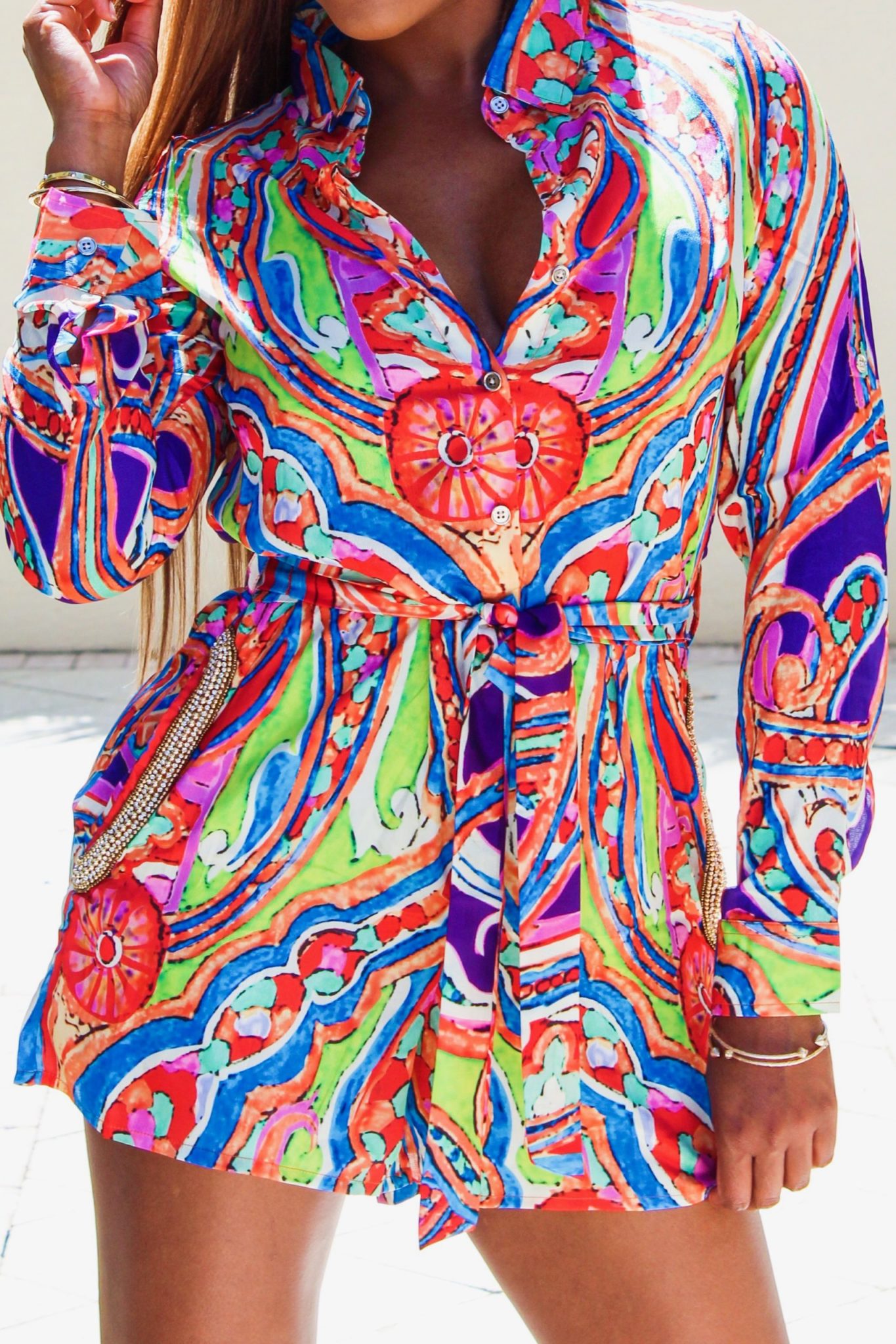Women's Tie Front Print Romper - Best Soft Jumpsuits vacation romper luxurious vacation wear brunch outfit