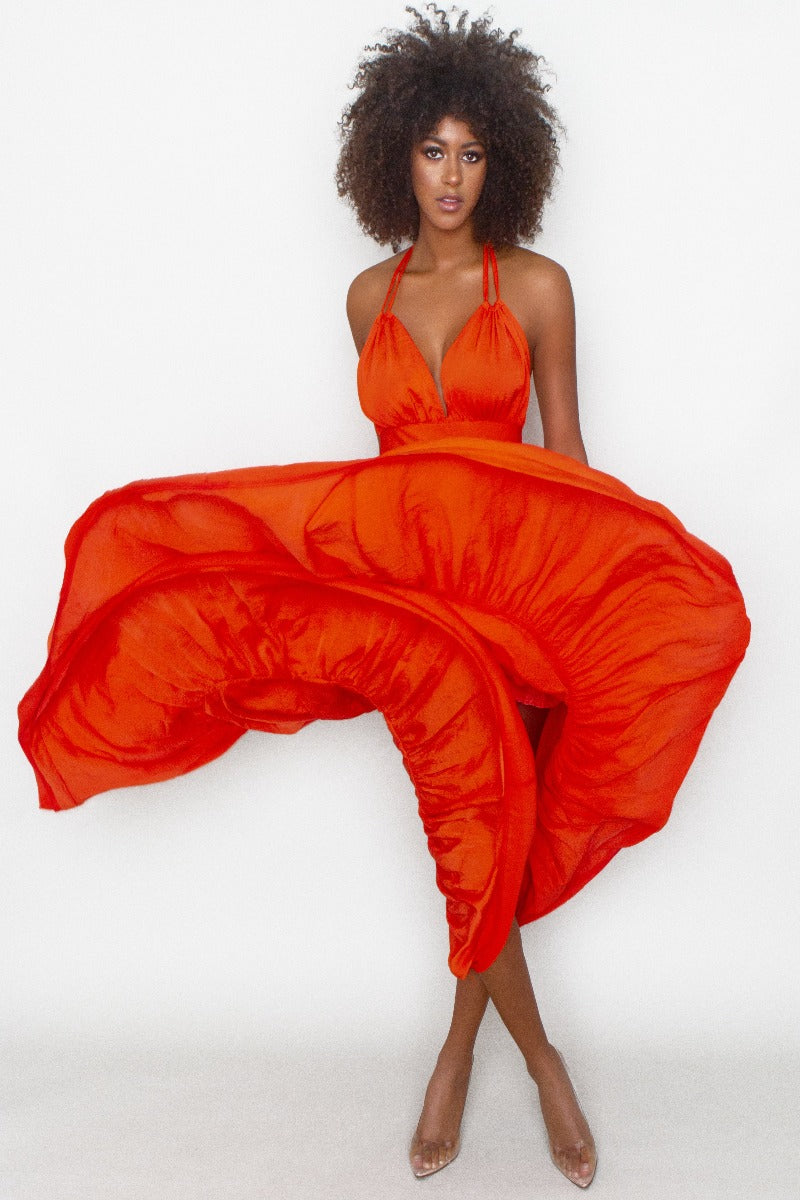 Women Orange  Maxi Dress - Best Cute Dress For Ladies