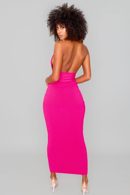 Women's body con ribbed dress - Best pink Suit for ladies